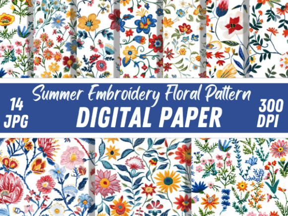 Download Summer Embroidery Floral Flower Pattern - Premium Resources