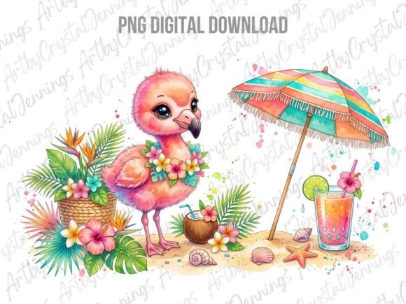 Download Tropical Baby Flamingo Beach PNG - Beach png Collection