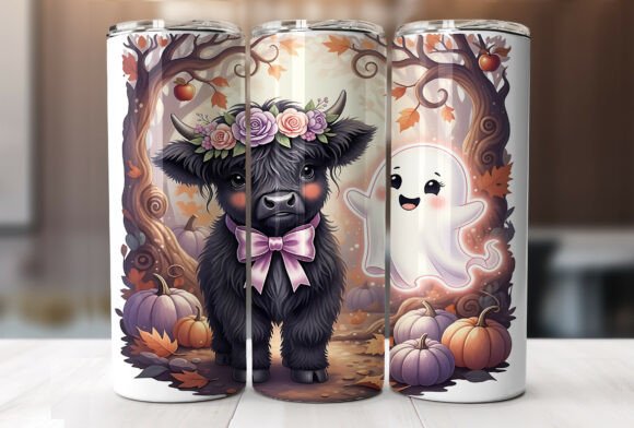 Download 20oz Highland Cow Ghost Tumbler Wrap PNG - 20oz highland cow Collection