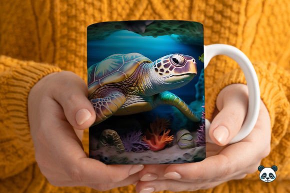 Download 3D Sea Turtle Mug Wrap Sublimation - Sea turtle mug Collection